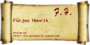 Fürjes Henrik névjegykártya