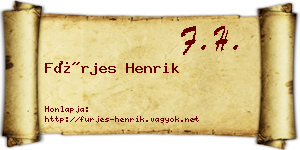 Fürjes Henrik névjegykártya
